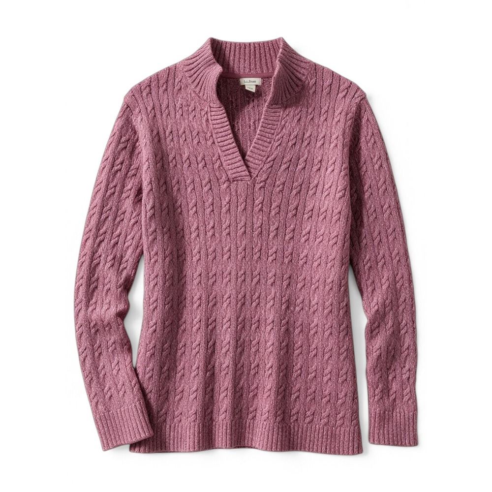 L.L.Bean Cable Knit Sweater Women XL Preppy Fall Fashion Winter Cabincore Pink